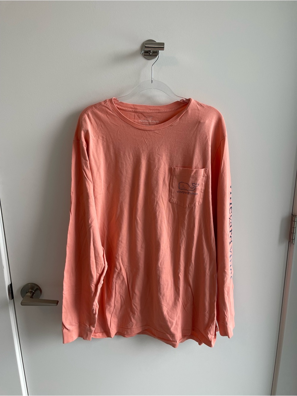 Vineyard Vines Long Sleeve Pocket Tee in Coral